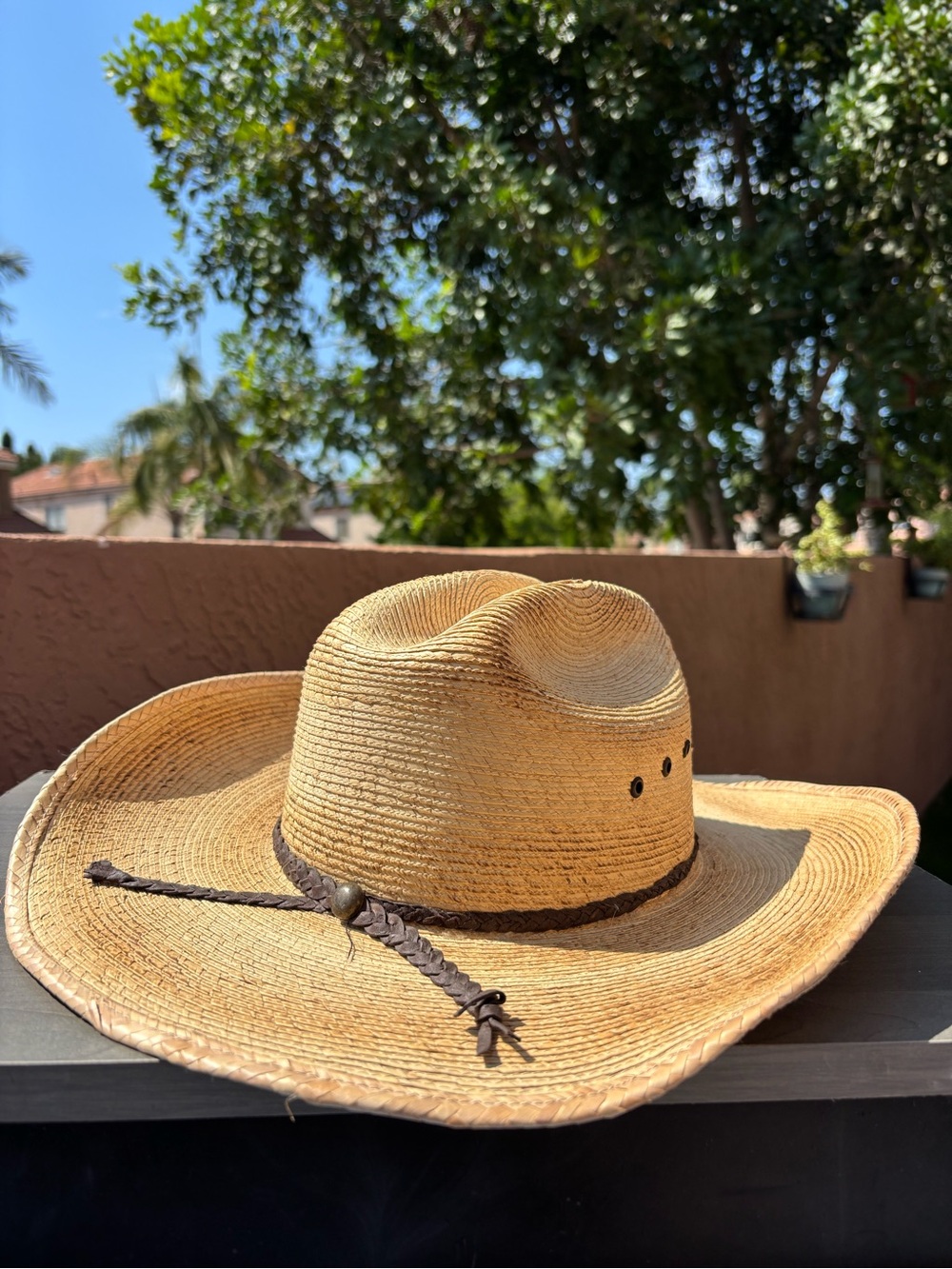 Bullhide Natural Tan Straw Cowboy Hat with Braided Trim